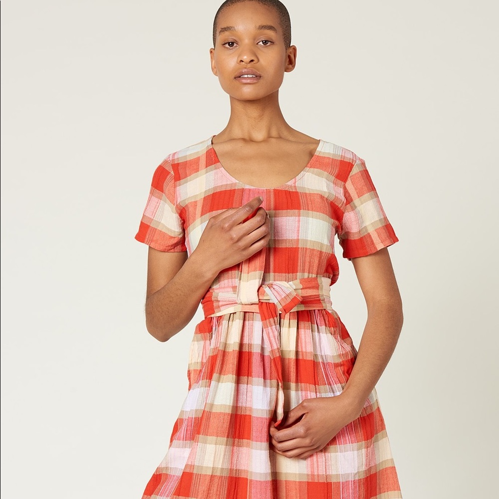 Ace & Jig Red Plaid Bonnie Dress Medium